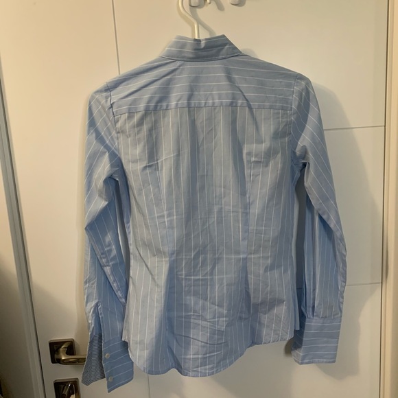 Light blue Tommy Hilfiger classic blouse with thin white stripes - Picture 2 of 5